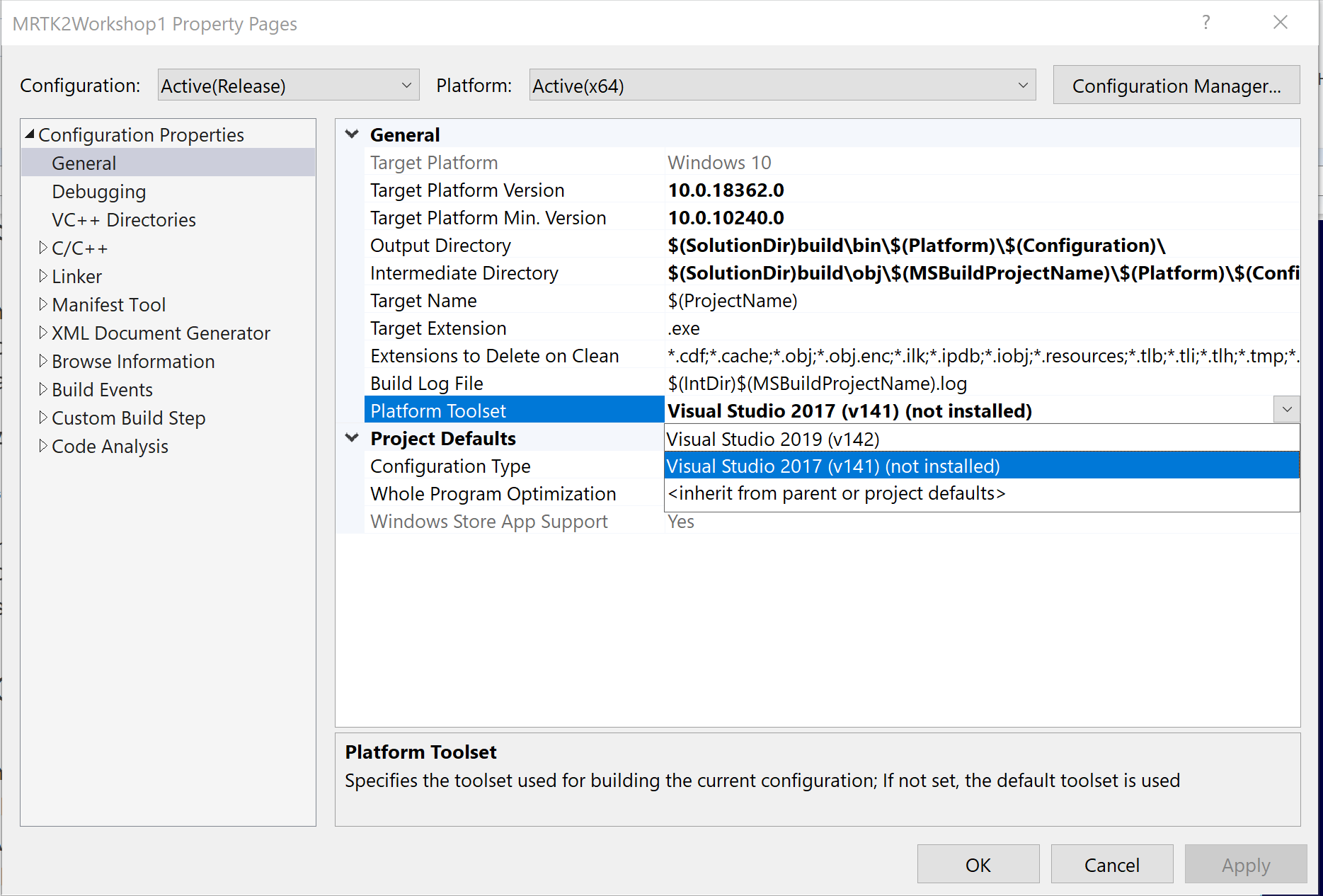 Dotnet by Example: Fixing error Failed to locate “” or MSB8020 when  deploying IL2CPP solution